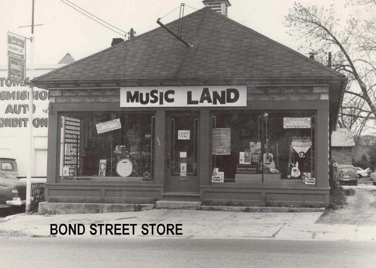 Historic photograph of Music Land music store founded in 1971 in Bel Air Maryland