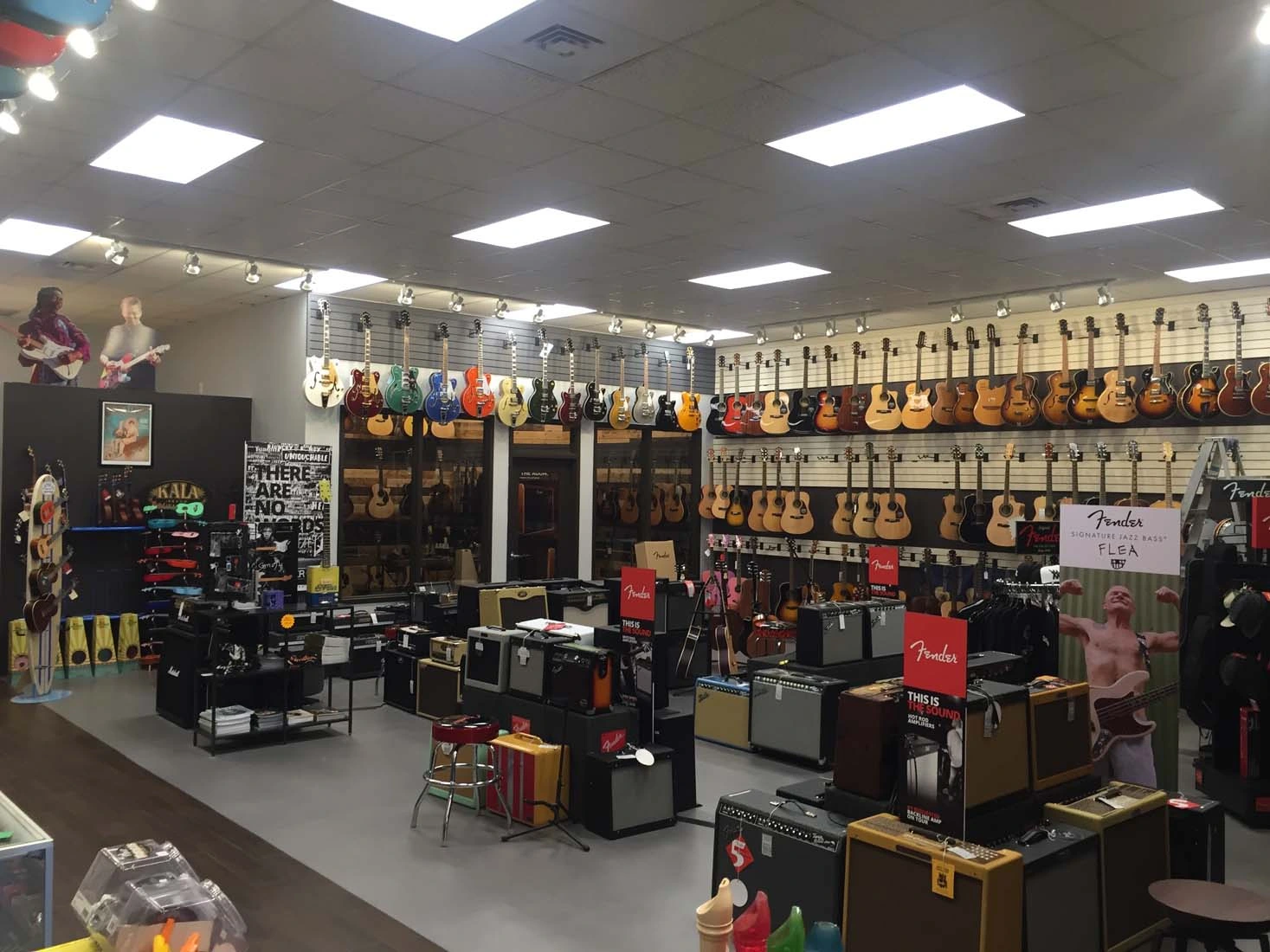 Musical instruments inside Music Land in Bel Air Maryland